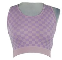 Dámský růžovo-fialový kostkovaný sportovní crop top Primark 