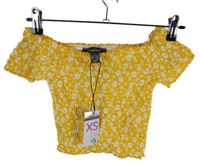 Nové - Dámská okrovo-bílá kytičkovaná žabičková crop halenka Primark 