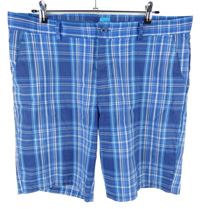 Pánské modro-tmavomodré kostkované šusťákové outdoorové kraťasy Slazenger vel. 38