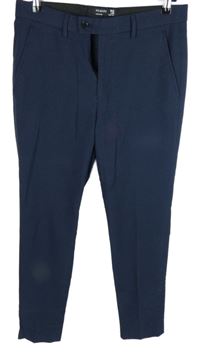 Pánské tmavomodré vzorované společenské kalhoty Primark vel. 32/34