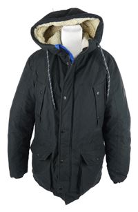 Pánská černá šusťáková zimní bunda s kapucí Jack & Jones 