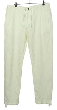 Pánské smetanové lněné kalhoty H&M vel. 36
