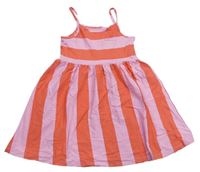 Růžovo-oranžové pruhované bavlněné šaty F&F