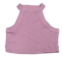 Růžový žebrovaný crop top Matalan