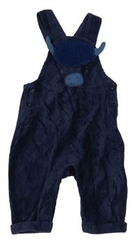 Tmavomodré sametové žebrované laclové kalhoty s býkem Mothercare