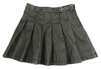 Černo-khaki koženková skládaná sukně Zara