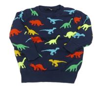 Tmavomodrý svetr s dinosaury George