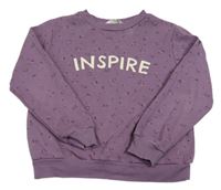 Fialová kytičkovaná mikina s nápisem H&M