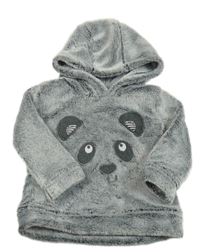 Šedá melírovaná chlupatá mikina s čumákem a kapucí George