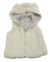 Bílá chlupatá podšitá vesta s kapucí M&Co.