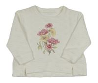 Nové - Bílá puntíkatá mikina s kytičkami Dunnes