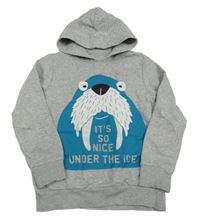 Světlešedá mikina s mrožem a kapucí C&A