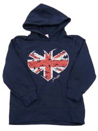 Tmavomodrá mikina se srdíčkem a kapucí Dopodopo