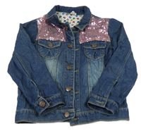 Modrá riflová bunda s flitry 