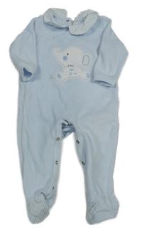 Světlemodrý sametový overal se slonem 