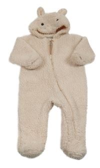 Světlerůžová huňatá podšitá kombinéza s kapucí- myška M&S