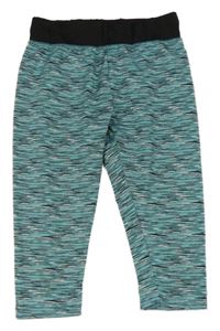 Modro-černo-bílé melírované sportovní capri legíny