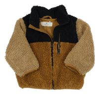 Hnědo-černá huňatá podšitá bunda H&M