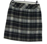 Dámská černo-béžovo-bílá kostkovaná vlněná sukně Comma