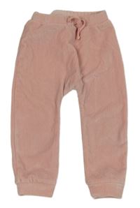 Starorůžové sametové pruhované tepláky Little nutmeg