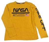 Pomerančové triko s potiskem - NASA 