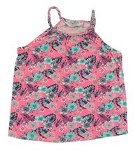 Neonově růžový květovaný top zn. Primark