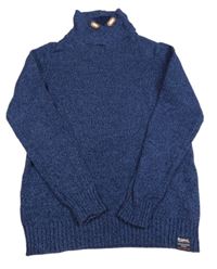 Tmavomodrý melírovaný svetr s komínovým límcem H&M
