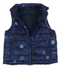 Tmavomodrá šusťáková zateplená vesta s vesmírem Mothercare