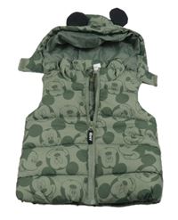 Khaki šusťáková zateplená vesta s Minnie a kapucí H&M