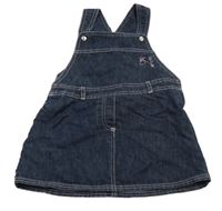 Tmavomodré riflové laclové šaty s výšivkou 