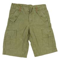 Khaki plátěné cargo kraťasy se vzorem H&M