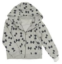 Šedá propínací mikina s mašlemi a kapucí Orchestra