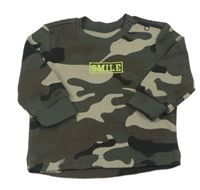 Khaki-béžové army triko s nápisem 