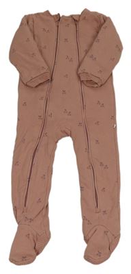 Starorůžový bavlněný zateplený overal s třešničkami Next