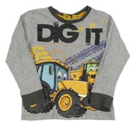 Šedé pyžamové triko s bagry 