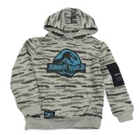 Šedá vzorovaná mikina s kapucí - Jurský svět 