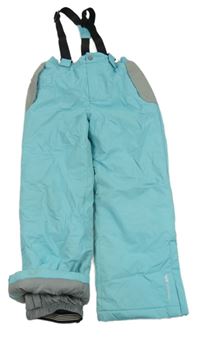 Světlemodré šusťákové funkční oteplovačky s odepínacími kšandami Trespass