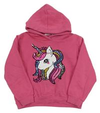 Růžová mikina s překlápěcími flitry a kapucí H&M