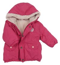Fuchsiová šusťáková zimní parka s kapucí Ergee