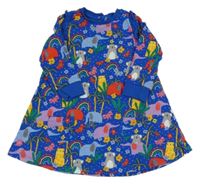 Modro-barevné vzorované teplákové šaty se slony Miniclub