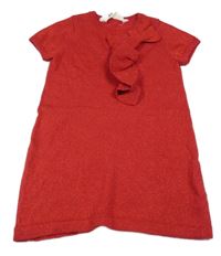 Červené třpytivé pletené šaty s mašlí H&M