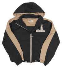 Antracitovo-pudrová šusťáková lehká bunda s nápisem a kapucí H&M