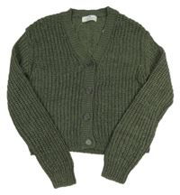 Khaki propínací crop svetr H&M