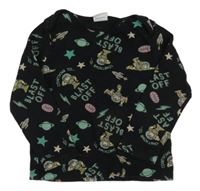 Černé triko s raketami a nápisy - Toy story Disney