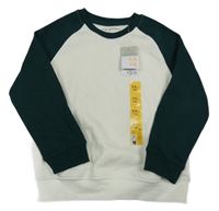 Nové - Tmavozeleno-bílá mikina Primark