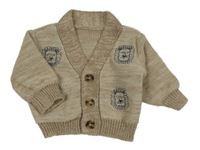 Béžový melírovaný propínací svetr se zvířaty Nutmeg