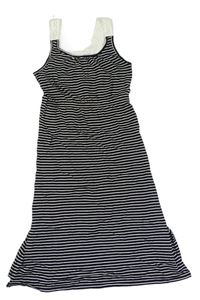 Černo-bílé pruhované bavlněné šaty s madeirou Yigga