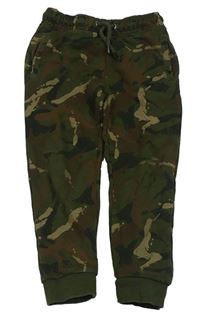 Khaki-hnědé vzorované tepláky Tu