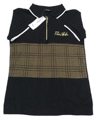 Černo-béžové polo tričko s nápisem George