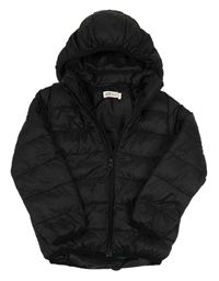 Černá šusťáková prošívaná zateplená bunda s kapucí H&M